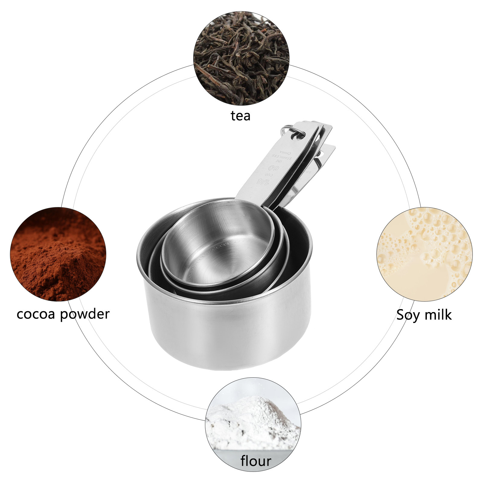 Set of 4 Stainless Steel Measu - Baking (Kitchen Ingredient) reseña y precio