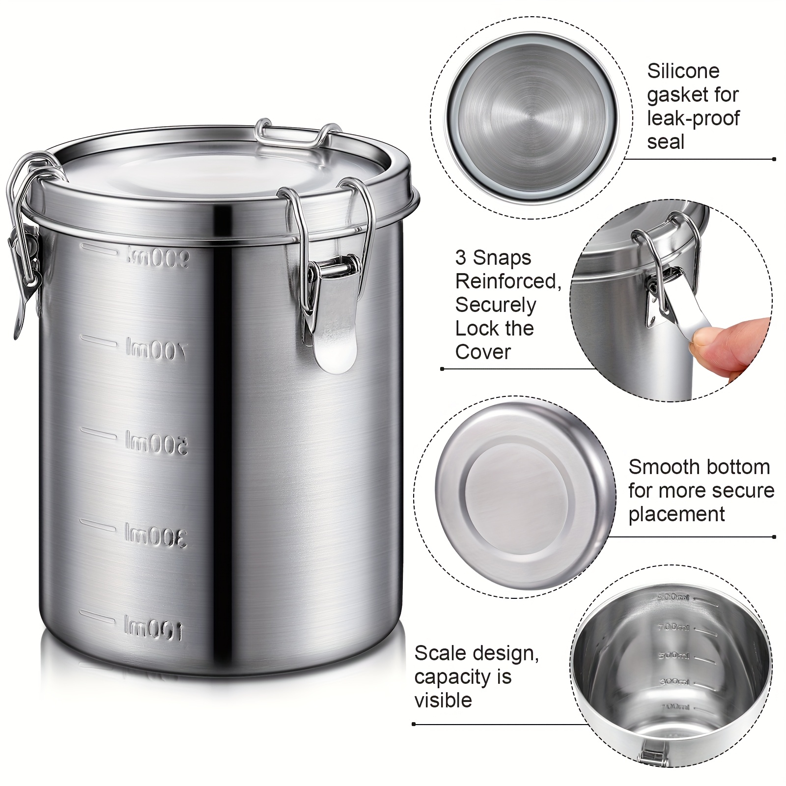 6 Pack 34 Oz Stainless Steel C - Kitchen Baking Canisters reseña y precio