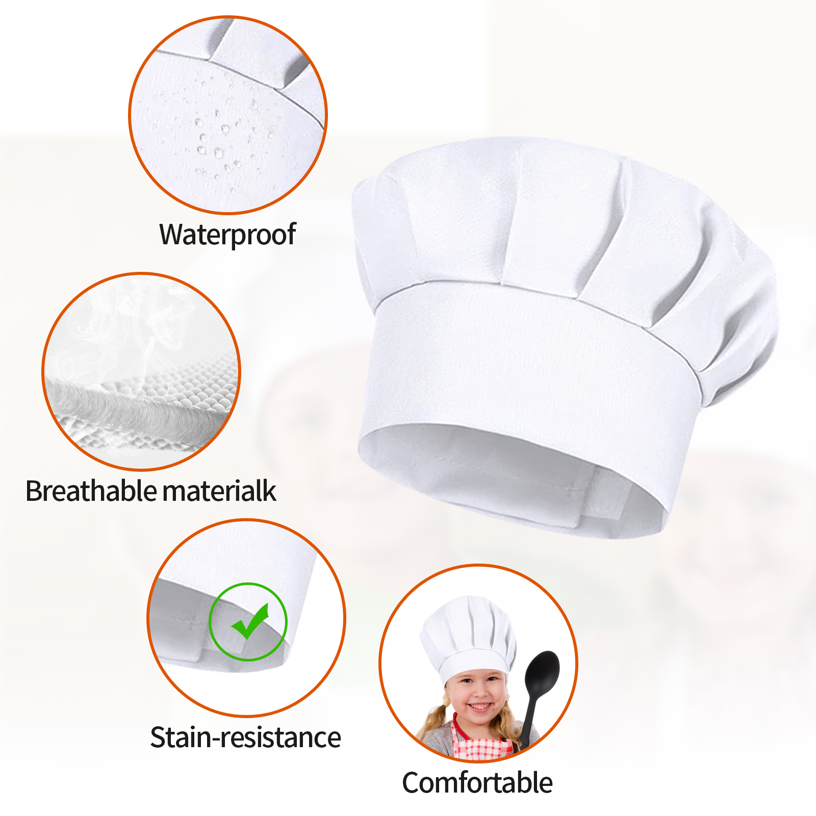 4PCS White Party Cap Hat Costu - Baking Kitchen For Kids reseña y precio