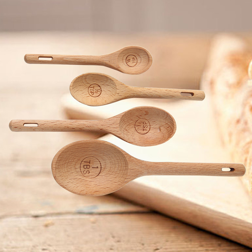 4Pcs Wooden Measuring Spoons S - Baking (Kitchen Ingredient) reseña y precio
