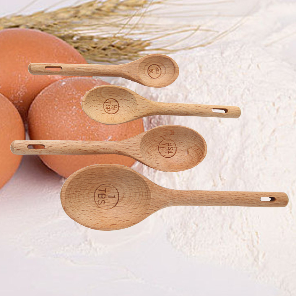 4Pcs Wooden Measuring Spoons S - Baking (Kitchen Ingredient) reseña y precio