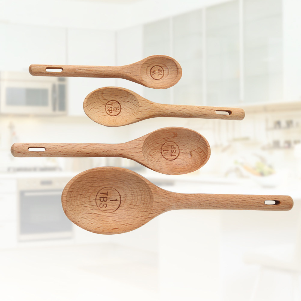 4Pcs Wooden Measuring Spoons S - Baking (Kitchen Ingredient) reseña y precio