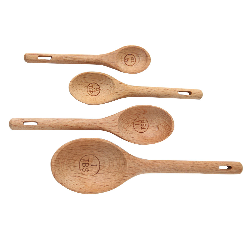 4Pcs Wooden Measuring Spoons S - Baking (Kitchen Ingredient) reseña y precio
