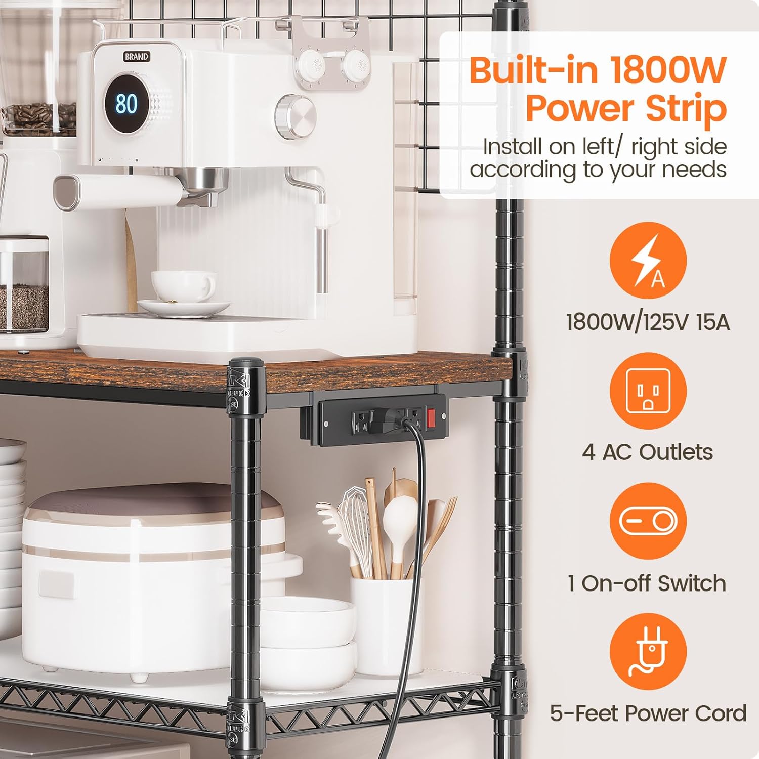 Bakers Rack with Power Outlet  - Kitchen Baker reseña y precio