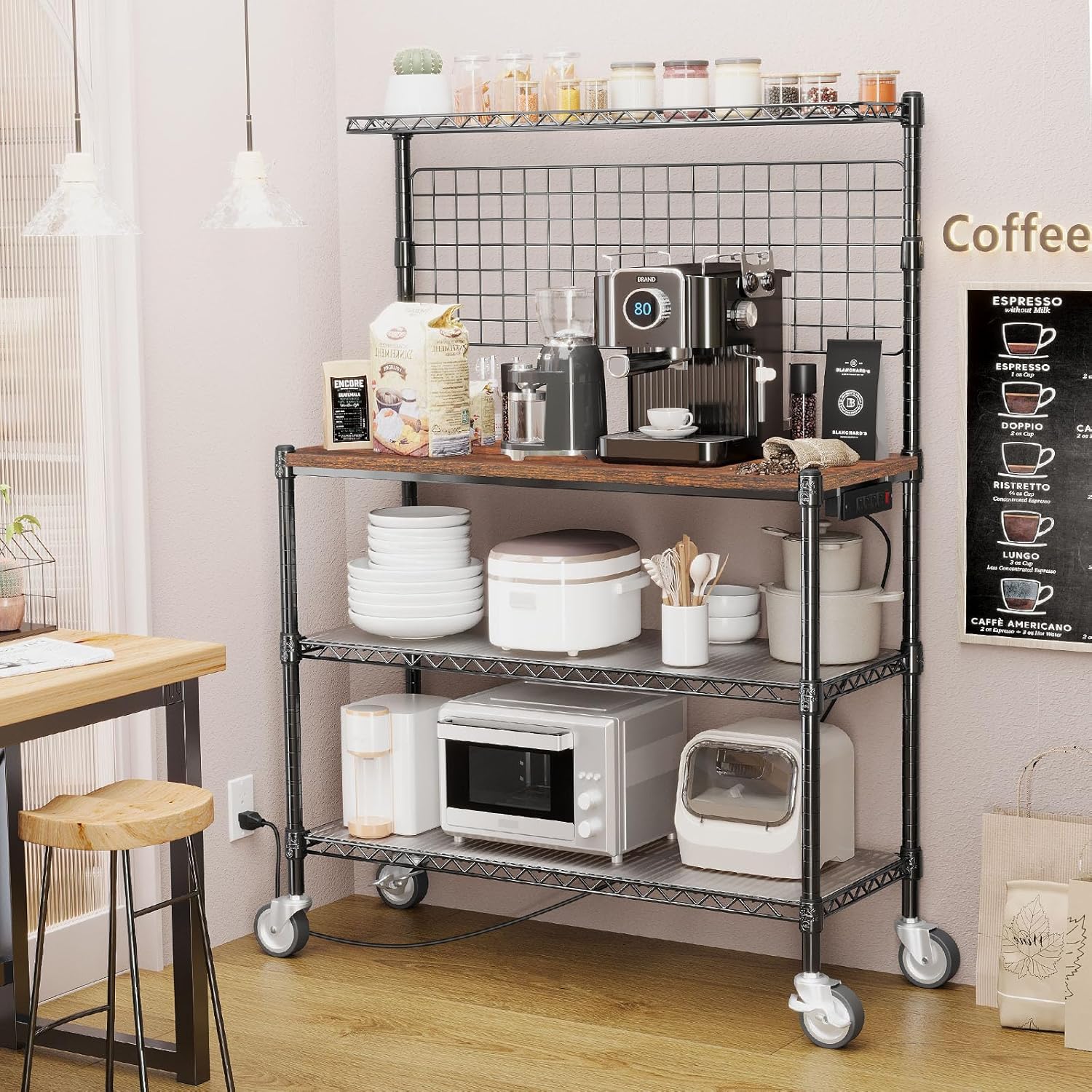 Bakers Rack with Power Outlet  - Kitchen Baker reseña y precio