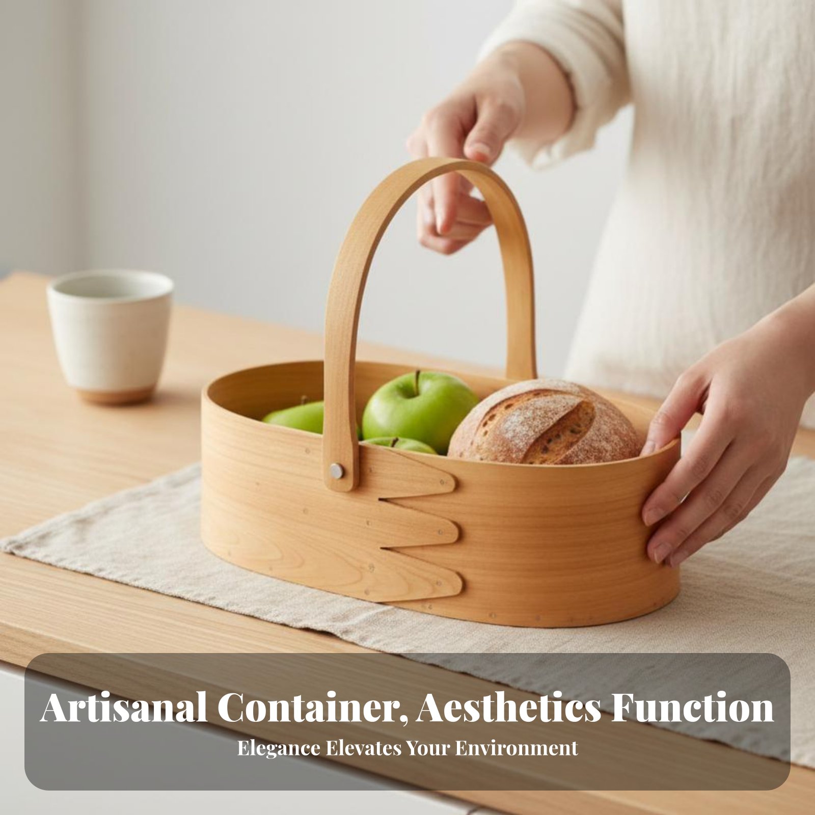 Handled Wood Chip Container Ja - Baking Kitchen Design reseña y precio
